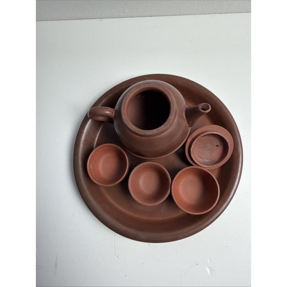 Miniature Clay Teapot small set Of 6 marked - Picture 8 of 9